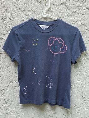 Y2K Vintage Aeropostale Cropped Baby T-Shirt Monkey Graphic and Paint Splatter